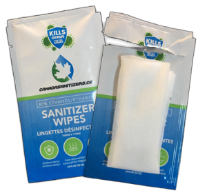Sanitizers Single Use Wipes package
