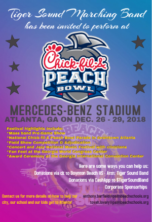 Boynton Beach High School Band Invited to the 2018 Peach Bowl in Atlanta