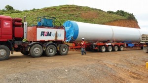 Wind turbine parts being transported on a road improved with RSTs RT20 JPG 2