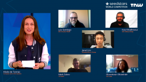 Seedstars Co Founders and Co CEOs Alise e de Tonnac and Pierre Alain Masson host the online event 1