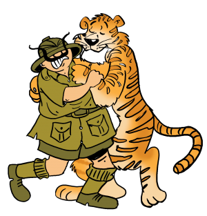Shambu dances with a tiger.