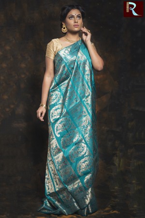Light Blue Color Baluchari Silk Saree