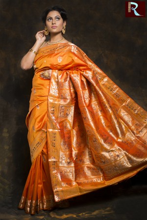 Orange Baluchari Silk Saree