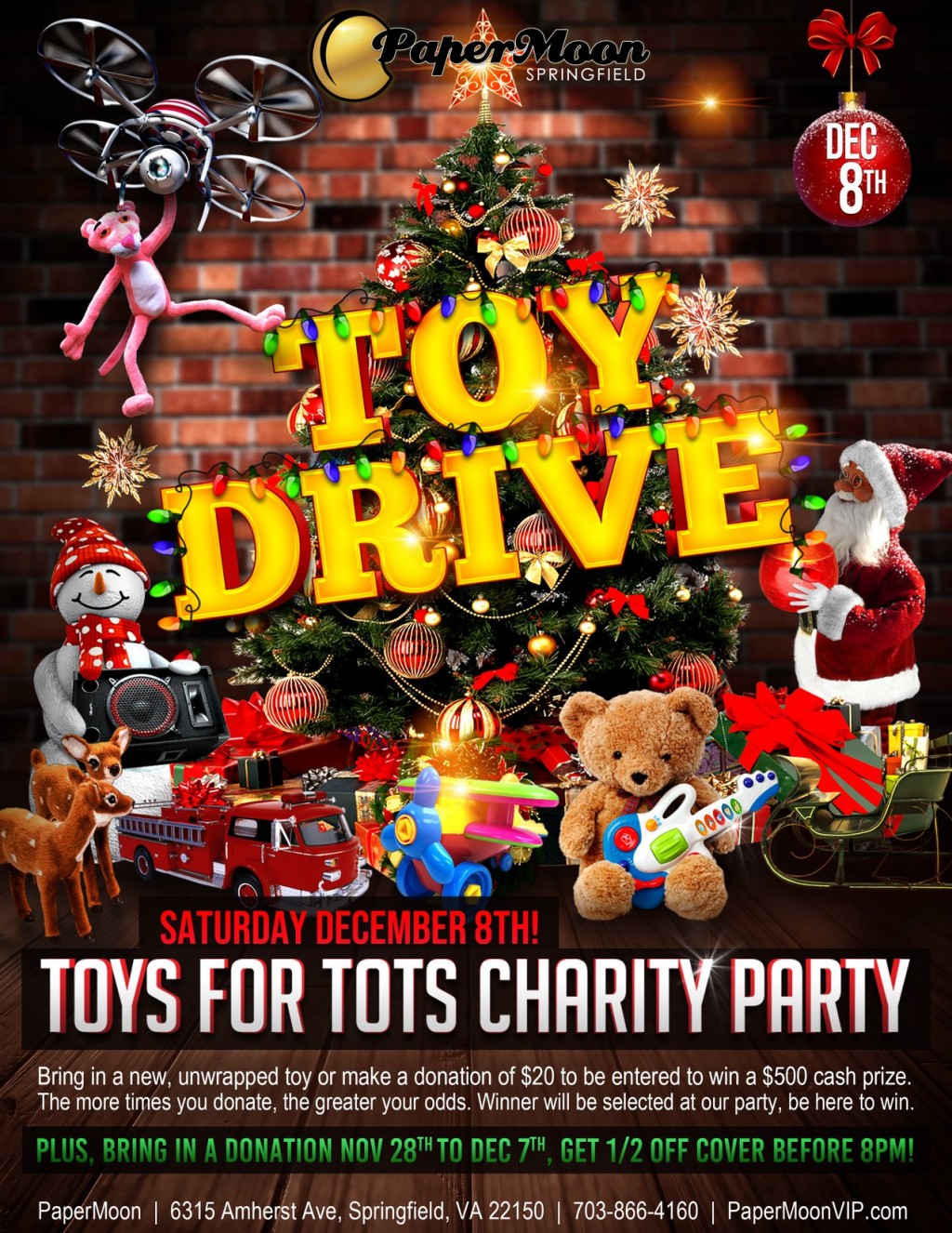PaperMoon Gentlemens Club is offering a very tempting Christmas treat to good Samaritans who donate to Toys for Tots PaperMoon Gentlemens Club is offering a very tempting Christmas treat to good Samaritans who donate to Toys for Tots