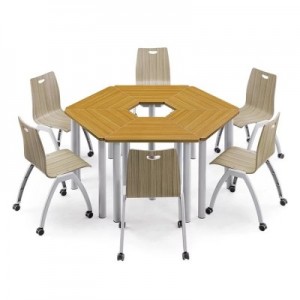 Modern trapezoid top classroom desk