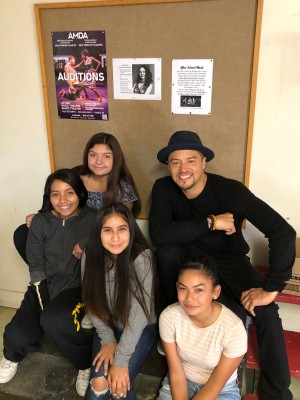 Andy Vargas with students of Watsonville High School