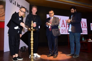 From Left To Right World class designers Taku Satoh (Japan), Dean Poole (New Zealand) & Hrridaysh Deshpande and Ashish Nar lighting the lamp during the 