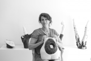 Artist Charlotte Herben and her artworks       Photo by May Meng