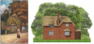 The Lodge in 1905 left and the proposed reconstruction right