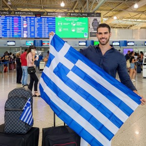 Spyros Nikolaidis with Greek Flag