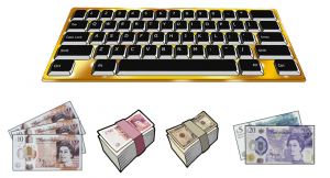 Golden keyboard and band of cash