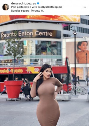 Dora Rodriguez posing for Pretty Little Thing