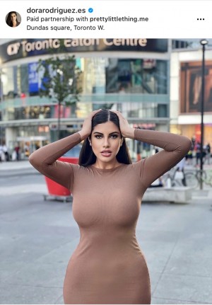 Dora Rodriguez posing for Pretty Little Thing