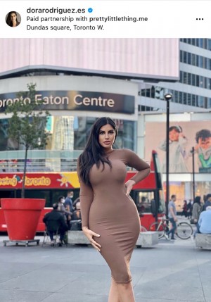 Dora Rodriguez posing for Pretty Little Thing