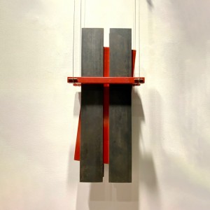 Gregory Corn, Sacrifice, 2001, Steel, wire, painted wood (red),