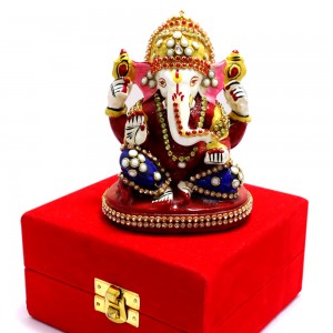 seated lord ganesh with designer head band bh 0674