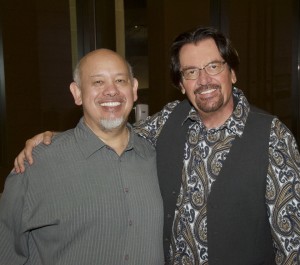 EnterTalk CEO Florentino Buenaventura poses with Legendary Fusion Bassist Bunny Brunel (SasaPhotos.com)