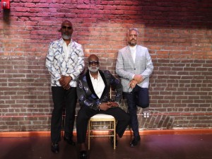 Left Brian Moseley, Sitting Eustace Collens, Right Michael Ramos @ Designer Elie Baleh Fashion Show