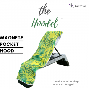 evryfit palm leaf hoodel towel with magents, zip pocket and hood