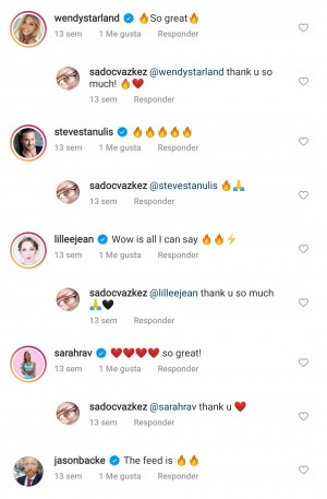 Celebrities comment on the photos of Sadoc Vazkez on Instagram