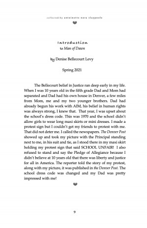 from Introduction to Man of Dawn by Denise Bellecourt Levy (all rights reserved 