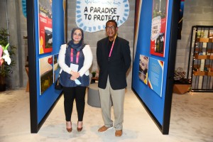 Ambassador Joshua Kalinoe, & CEO Noha Jaheen in PNG Pavilion, Dubai.