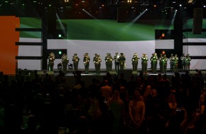 Dubai Police Band playing the national anthem