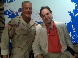 MSgt. Sigloch with Director and fellow veteran Oliver Stone on the set of W.