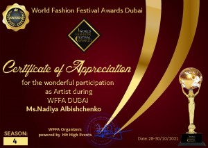 Certificate of appreciation awarded by WFFA