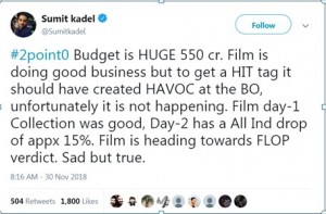 India's most expensive film 2.0 flops at the box office