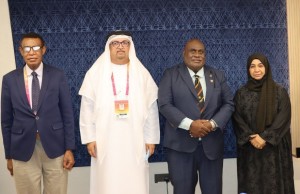 H.E Hon Timothy Masiu, H.E Humaid Ben Salem, Ambassador Joshua Kalinoe & Mrs. Amnah Saber. Dubai.