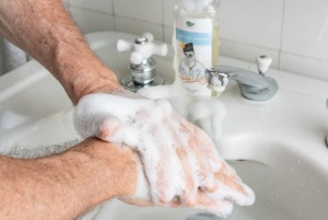 Pretty Boy cleaning hands after painting. Gentle on skin.