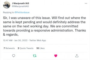 Tweet - J Manjunath IAS