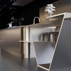 Curved Stainless Steel Modular Kitchen by Kuche7