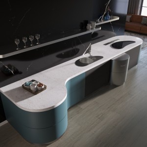 Curved Stainless Steel Modular Kitchen by Kuche7