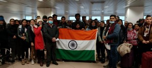 Dynamic staff with evacuated Indian students