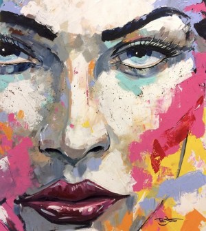 Painter Peter Farmer portrait for Uncork The Cure breast cancer fundraiser event for Cauley Ferrari in Detroit 