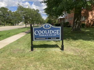 Coolidge outdoor post sign in Detroit