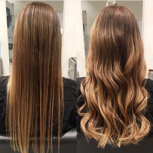 Hair extension before & after