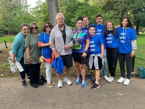 Hoye with her family and friends after the 125th Boston Marathon