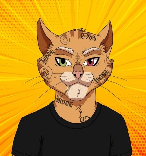 OG Cats Genesis Cat with Bitcoin and Ethereum Tattoos