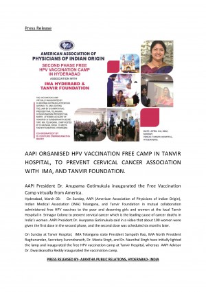 AAPI PRESS NOTE RELEASE