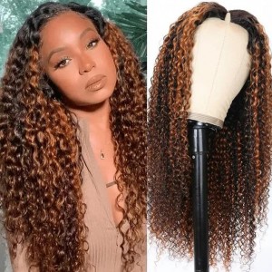 highlight kinky curly v part wig2