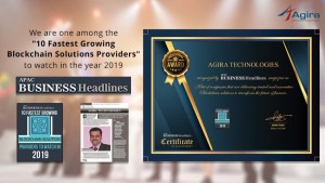 Agira Technologies Awarded as “10 Fastest Growing Blockchain Solution Providers