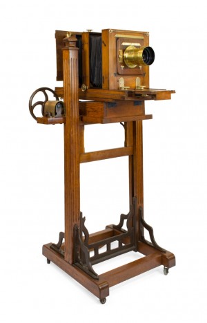 1890 French Studio Dry Plate Camera with Plates and Lens