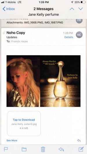 Julian Rouas designs create Marylin Monroe perfume for Jane Kelly 