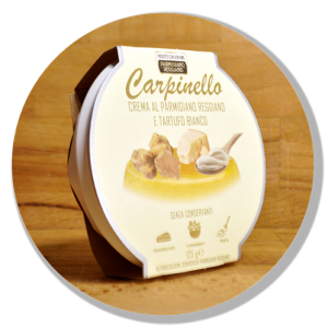 Authentic Parmigiano Reggiano P D O spreadable cheese with white truffle by CARPINELLO perfect for f