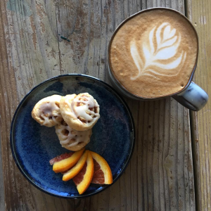 Flat white with Bazaar Cinnabytes