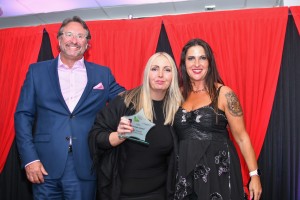Ange received her award from Amanda Moss and Darren Lawrenson
