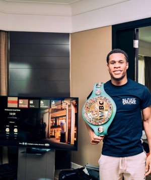 Devin Haney representing official fight sponsor, Blakk Smoke